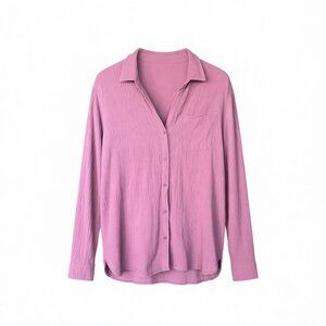 Anne Klein Textured Gauze Button-Down Shirt in Dusty Rose – Size XL